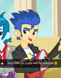 Size: 436x563 | Tagged: safe, artist:mlprocker123, flash sentry, thunderbass, human, equestria girls, g4, emoji, rock (music), rocker, snapchat, thunderflash