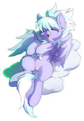 Size: 734x1053 | Tagged: dead source, safe, artist:hioshiru, edit, cloudchaser, pegasus, pony, g4, cloud, cute, cutechaser, eyes closed, female, mare, open mouth, sfw edit, simple background, sleeping, snot bubble, solo, spread wings, white background