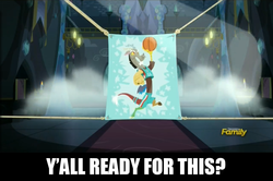 Size: 1279x849 | Tagged: safe, edit, edited screencap, screencap, discord, dungeons and discords, g4, basketball, discovery family logo, looney tunes, poster, space jam
