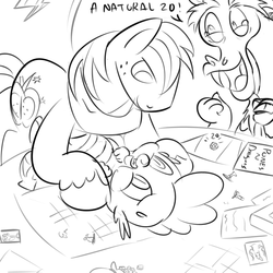 Size: 800x800 | Tagged: safe, artist:creepycurse, big macintosh, discord, spike, earth pony, pony, dungeons and discords, g4, and then spike was gay, gay, implied foalcon, male, ship:spikentosh, shipping, stallion, that was fast