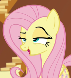 Size: 921x1010 | Tagged: safe, screencap, fluttershy, pegasus, pony, dungeons and discords, g4, cute, female, lidded eyes, mare, raised eyebrow, shyabetes, smug, solo