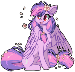 Size: 1050x998 | Tagged: safe, artist:tay-niko-yanuciq, oc, oc only, oc:moonlight blossom, chest fluff, flower, simple background, solo, transparent background