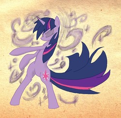 Size: 2192x2128 | Tagged: safe, artist:zodiarkfox, twilight sparkle, pony, g4, bipedal, female, high res, magic, solo