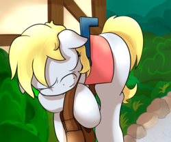 Size: 1200x1000 | Tagged: safe, artist:klemm, derpy hooves, pegasus, pony, g4, derpy inside a mailbox, female, mailbag, mailbox, mare, newbie artist training grounds, sleeping, solo, stuck