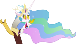 Size: 14432x8299 | Tagged: safe, artist:pink1ejack, discord, dungeons and discords, g4, absurd resolution, discord's celestia face, male, mask, open mouth, simple background, solo, transparent background, vector