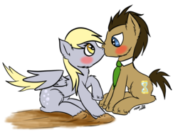 Size: 963x716 | Tagged: safe, artist:cruelunicorn, derpy hooves, doctor whooves, time turner, pegasus, pony, g4, female, kissing, male, mare, ship:doctorderpy, shipping, straight