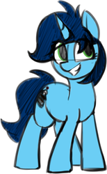Size: 938x1518 | Tagged: safe, artist:anonpony1, artist:shinodage, color edit, edit, oc, oc only, oc:sweet cakes, colored, colored sketch, happy, smiling, solo