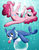 Size: 900x1146 | Tagged: safe, artist:wolftendragon, pinkie pie, popplio, g4, crossover, pokémon, pokémon sun and moon, underwater