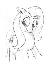 Size: 468x624 | Tagged: safe, artist:t72b, derpibooru exclusive, fluttershy, g4, angry, female, monochrome, newbie artist training grounds, scrunchy face, solo, traditional art