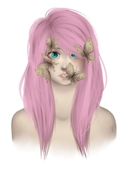 Size: 760x1024 | Tagged: safe, artist:rainbowhitter, fluttershy, butterfly, human, g4, bust, female, humanized, portrait, solo