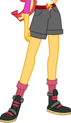 Size: 1105x1923 | Tagged: dead source, safe, artist:imperfectxiii, artist:teentitansfan201, sunset shimmer, equestria girls, g4, my little pony equestria girls: legend of everfree, boots, camp everfree outfits, clothes, legs, pictures of legs, shorts, simple background, solo, sun, transparent background, vector