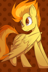 Size: 2200x3300 | Tagged: safe, artist:bravefleet, spitfire, pegasus, pony, g4, abstract background, colored pupils, female, high res, smiling, solo