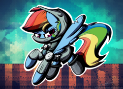 Size: 2200x1600 | Tagged: safe, artist:therandomjoyrider, rainbow dash, dungeons and discords, g4, clothes, female, rainbow rogue, rogue, roleplaying, signature, solo