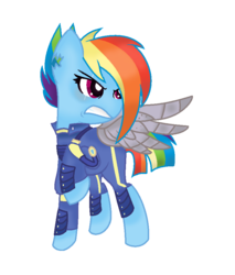 Size: 794x930 | Tagged: safe, artist:rainbowkittyy, rainbow dash, g4, the cutie re-mark, alternate timeline, crystal war timeline, female, solo, torn ear