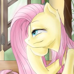 Size: 800x800 | Tagged: artist needed, safe, fluttershy, g4, female, morning, solo