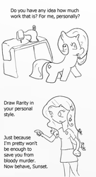 Size: 374x686 | Tagged: safe, artist:php162, rarity, human, g4, humanized, monochrome