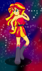Size: 2072x3477 | Tagged: safe, artist:deannaphantom13, sunset shimmer, equestria girls, g4, my little pony equestria girls, bare shoulders, clothes, cosplay, costume, dress, fall formal outfits, high res, sleeveless, sleeveless dress, strapless, strapless dress, sunset satan