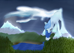 Size: 2000x1428 | Tagged: safe, artist:otpl, earth pony, pony, titan, earth, forest, giant pony, goddess, macro, mountain, solo