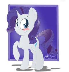 Size: 877x912 | Tagged: safe, artist:macdaddyzak, rarity, g4, blushing, female, raised hoof, solo