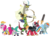 Size: 4132x3000 | Tagged: safe, artist:uponia, big macintosh, discord, pinkie pie, rainbow dash, spike, earth pony, pony, unicorn, dungeons and discords, g4, my little pony: friendship is magic, .svg available, arrow, bard, bard pie, bow (weapon), bow and arrow, captain wuzz, dungeons and dragons, fantasy class, garbuncle, high res, magic, male, ogres and oubliettes, parsnip, race swap, rainbow rogue, rogue, roleplaying, simple background, sir mcbiggen, staff, stallion, sword, transparent background, unicorn big mac, vector, weapon