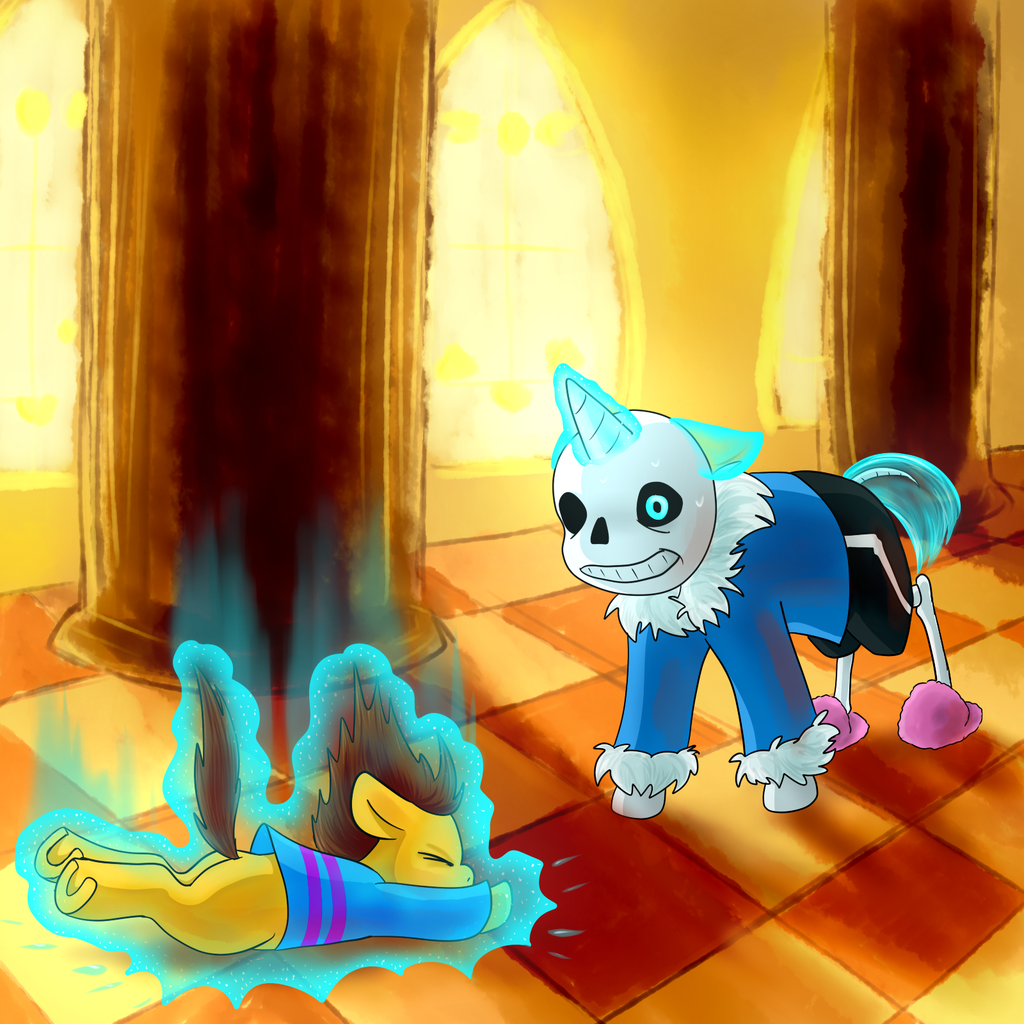 Sans Using Magic #1235824 - safe, artist:lemurcat, earth pony, pony, unicorn, bad time ...