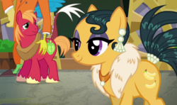 Size: 632x373 | Tagged: safe, screencap, big macintosh, cleopatra jazz, discord, earth pony, pony, dungeons and discords, g4, my little pony: friendship is magic, cropped, male, stallion