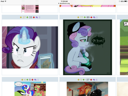 Size: 1024x768 | Tagged: safe, rarity, sweetie belle, derpibooru, g4, drugs, edgy, juxtaposition, juxtaposition win, marijuana, meme, meta, stash, this will end in tears, this will end in tears and/or death