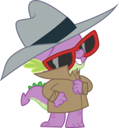 Size: 4030x4320 | Tagged: safe, artist:iknowpony, spike, dragon, g4, .svg available, absurd resolution, clothes, glasses, grin, hat, jacket, male, simple background, smiling, solo, sunglasses, transparent background, vector