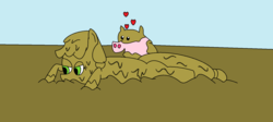 Size: 1616x725 | Tagged: safe, artist:amateur-draw, applejack, pig, 28 pranks later, g4, 1000 hours in ms paint, heart, ms paint, mud, muddy, scene interpretation