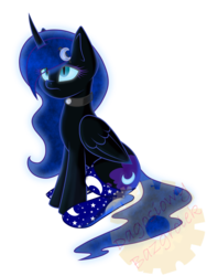 Size: 1024x1365 | Tagged: safe, artist:dagongarres, nightmare moon, g4, clothes, female, nicemare moon, simple background, sitting, socks, solo, transparent background, watermark