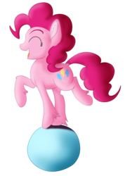 Size: 1280x1800 | Tagged: safe, artist:hywther, pinkie pie, earth pony, pony, g4, ball, eyes closed, female, happy, open mouth, ponk, simple background, solo, standing on two hooves, transparent background, unshorn fetlocks