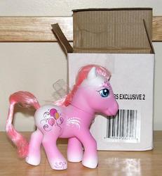 Size: 510x553 | Tagged: safe, photographer:tradertif, pinkie pie, 2007 my little pony fair, my little pony fair, g3, g4, art pony, irl, photo, ponycon, solo, toy