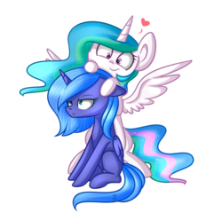 Size: 1024x1016 | Tagged: safe, artist:despotshy, princess celestia, princess luna, pony, g4, luna is not amused, s1 luna, simple background, sisters, transparent background