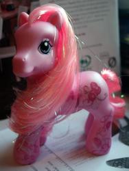 Size: 499x665 | Tagged: safe, photographer:lilcricketnoise, pinkie pie, earth pony, pony, g3, g4, birthday, female, irl, mare, photo, solo, toy