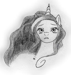 Size: 326x342 | Tagged: safe, artist:pixel-penguin-da, princess luna, g4, black and white, grayscale, monochrome, pencil drawing, traditional art