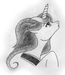 Size: 362x416 | Tagged: safe, artist:pixel-penguin-da, princess luna, g4, black and white, drawing, expression, expressions, female, grayscale, luna is not amused, monochrome, sketch, solo, traditional art