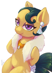 Size: 687x960 | Tagged: safe, artist:grissaecrim, cleopatra jazz, pony, dungeons and discords, g4, lidded eyes, solo