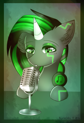 Size: 985x1441 | Tagged: safe, artist:kurochhi, oc, oc only, pony, unicorn, microphone, solo