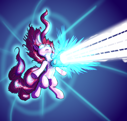 Size: 1280x1216 | Tagged: safe, artist:heir-of-rick, pinkie pie, g4, beam, cannon, element of laughter, female, glowing eyes, newbie artist training grounds, party cannon, solo