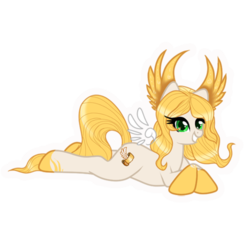 Size: 512x512 | Tagged: safe, artist:starletnightwind, oc, oc only, oc:mercury stratos, original species, big ears, cute, ear feathers, floating wings, lying down, prone, sploot, telegram sticker, vector