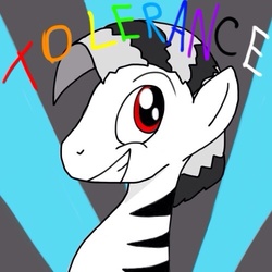 Size: 500x500 | Tagged: safe, artist:cii, oc, oc only, oc:mcmiag, zebra, love and tolerance, red eyes