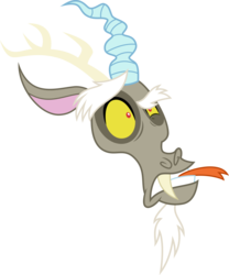 Size: 4431x5324 | Tagged: safe, artist:osipush, discord, draconequus, dungeons and discords, g4, absurd resolution, beard, facial hair, faic, horn, male, red eyes, simple background, solo, tongue out, transparent background, vector, yellow sclera