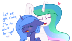 Size: 1024x576 | Tagged: safe, artist:despotshy, princess celestia, princess luna, g4, hug, s1 luna, simple background, transparent background