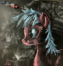 Size: 1000x1040 | Tagged: safe, artist:xbi, oc, oc only, pony, bust, chalk, chalk drawing, chalkboard, photo, portrait, solo, traditional art