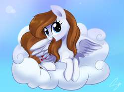 Size: 2400x1788 | Tagged: safe, artist:steffy-beff, oc, oc only, pony, cloud, solo, wings