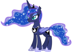 Size: 4627x3337 | Tagged: safe, artist:drakizora, princess luna, alicorn, bat pony, bat pony alicorn, pony, g4, bat ponified, constellation, fangs, female, lunabat, mare, race swap, simple background, slit pupils, solo, transparent background