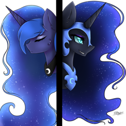 Size: 1000x1000 | Tagged: safe, artist:bubblesfun123, nightmare moon, princess luna, two sided posters, g4, simple background, transparent background, two sides