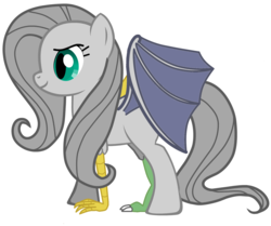Size: 1753x1466 | Tagged: safe, artist:itsfrompeople, fluttershy, oc, oc:fluttercruel, draconequus, pony, pony pov series, g4, draconequified, female, fluttercruel, flutterequus, mare, simple background, species swap, white background