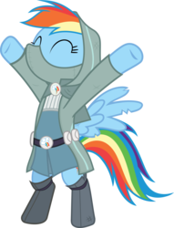 Size: 6477x8498 | Tagged: dead source, safe, artist:pink1ejack, rainbow dash, pegasus, pony, dungeons and discords, g4, absurd resolution, bipedal, clothes, eyes closed, fantasy class, female, rainbow rogue, rogue, roleplaying, simple background, solo, transparent background, vector