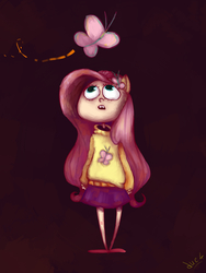 Size: 1200x1600 | Tagged: safe, artist:vvils, fluttershy, human, g4, female, humanized, solo